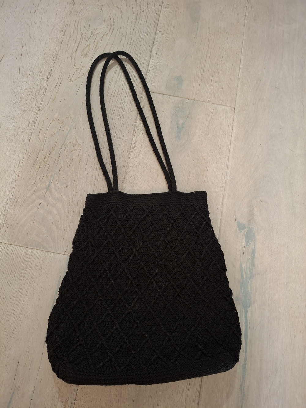 Kathie Lee Collection Black Knit Satchel Tote